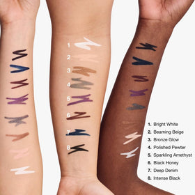 Clinique gel tech eyeliner swatch texture revealing creamy, pigmented finish