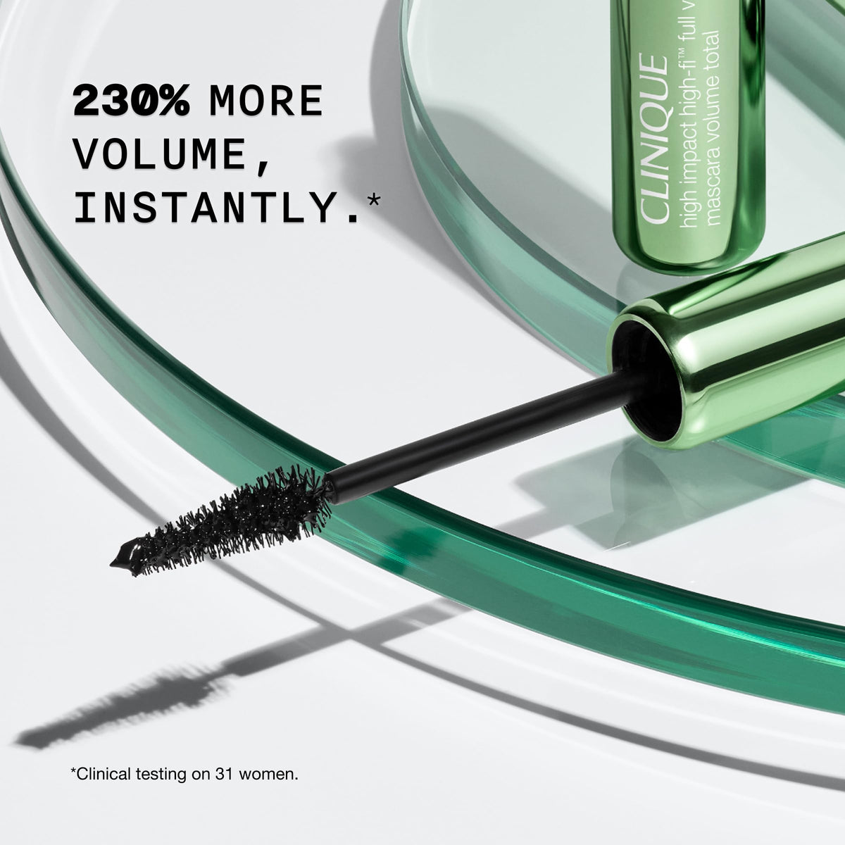Clinique model applying mascara demonstrating precise corner definition