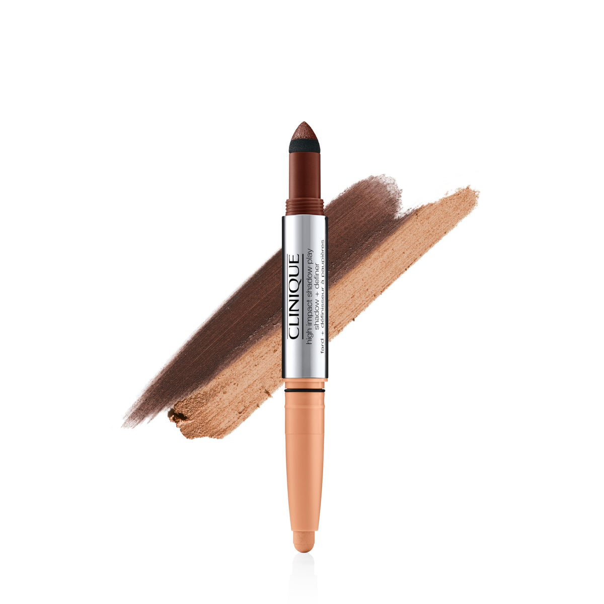 Clinique front packaging showing the dual-ended eye stick and shade names for quick selection