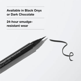 Clinique eyeliner single stroke on skin demonstrating intense pigment benefit