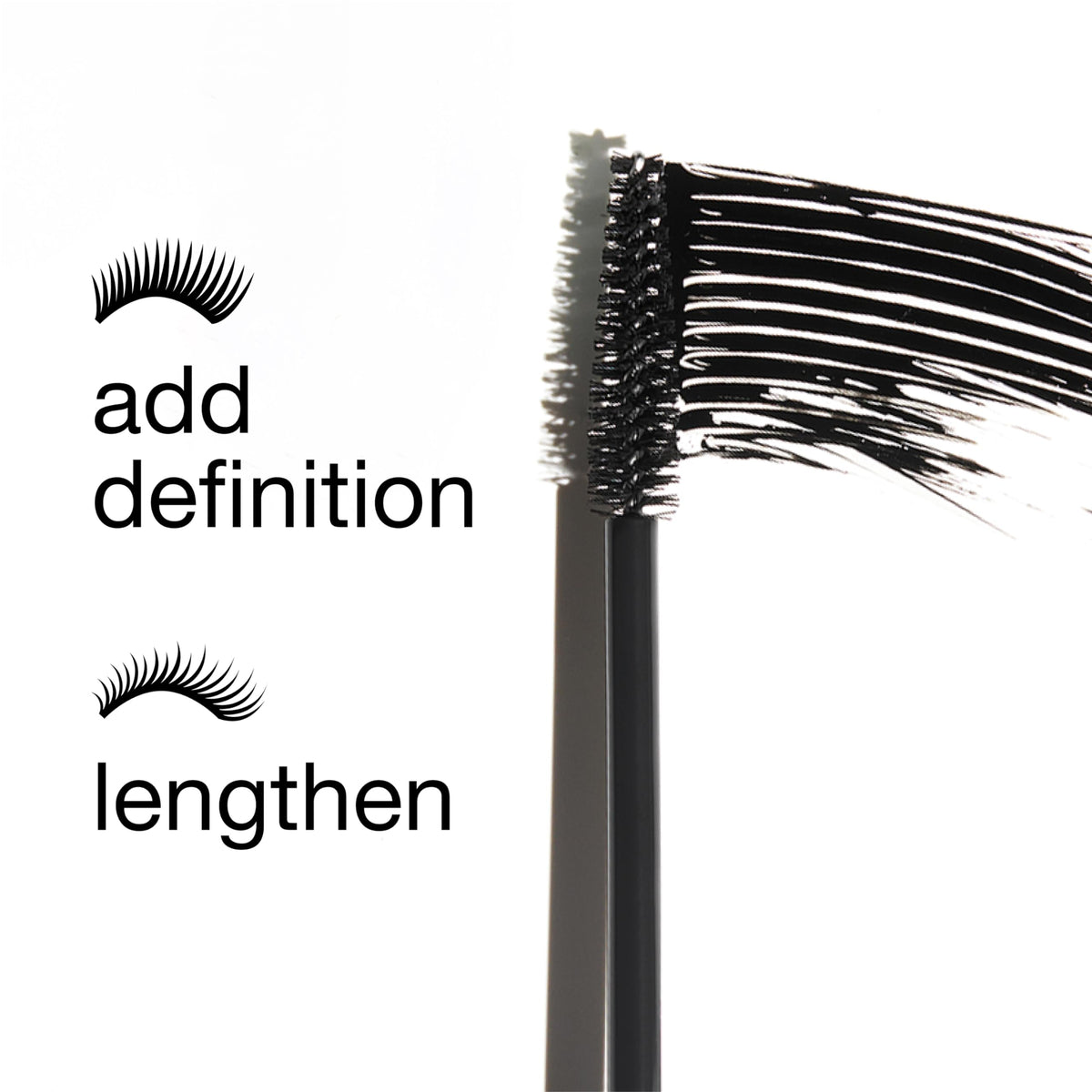 Clinique application close-up on eye showing length and separation benefits