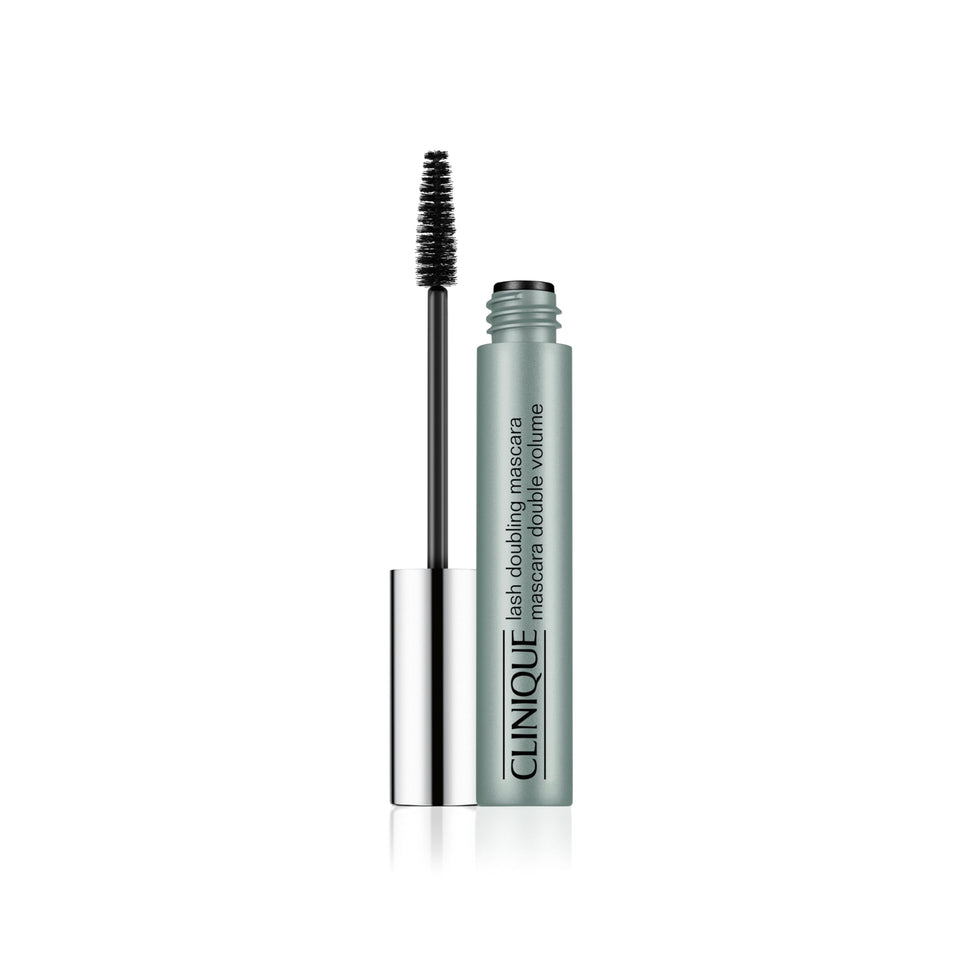 Clinique Lash Doubling Mascara front packaging showing product and shade benefits