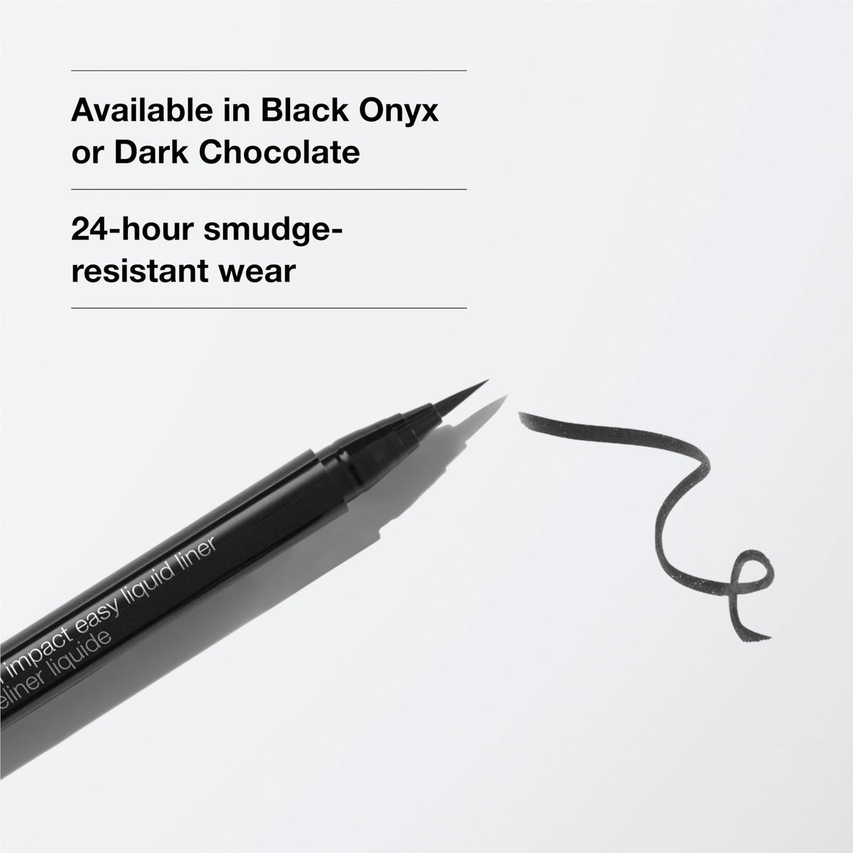 Clinique espresso liner stroke on white demonstrating intense pigment and smooth flow