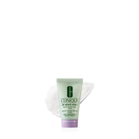 Clinique mini bottle front packaging showing clear branded cleanser and travel convenience