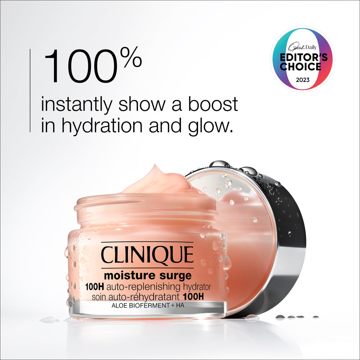 Clinique Moisture Surge 100H gel-cream texture close-up demonstrating lightweight hydration