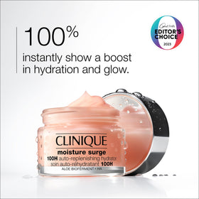 Clinique Moisture Surge 100H gel-cream texture close-up demonstrating lightweight hydration