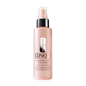Clinique Moisture Surge front packaging showing bottle and label, hydration on the go
