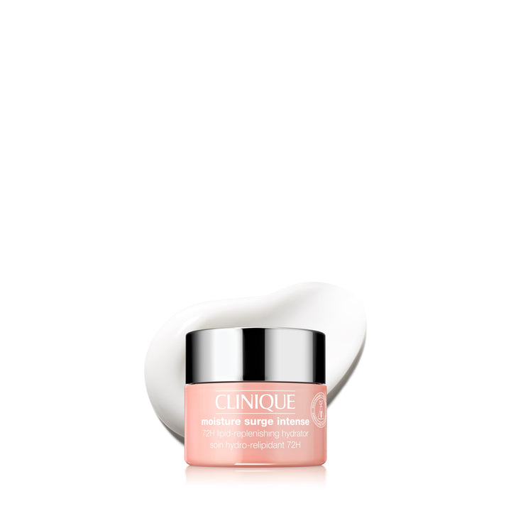 Clinique Moisture Surge Intense front jar showing compact travel size and hydration benefit