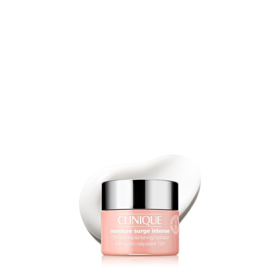 Clinique Moisture Surge Intense front jar showing compact travel size and hydration benefit