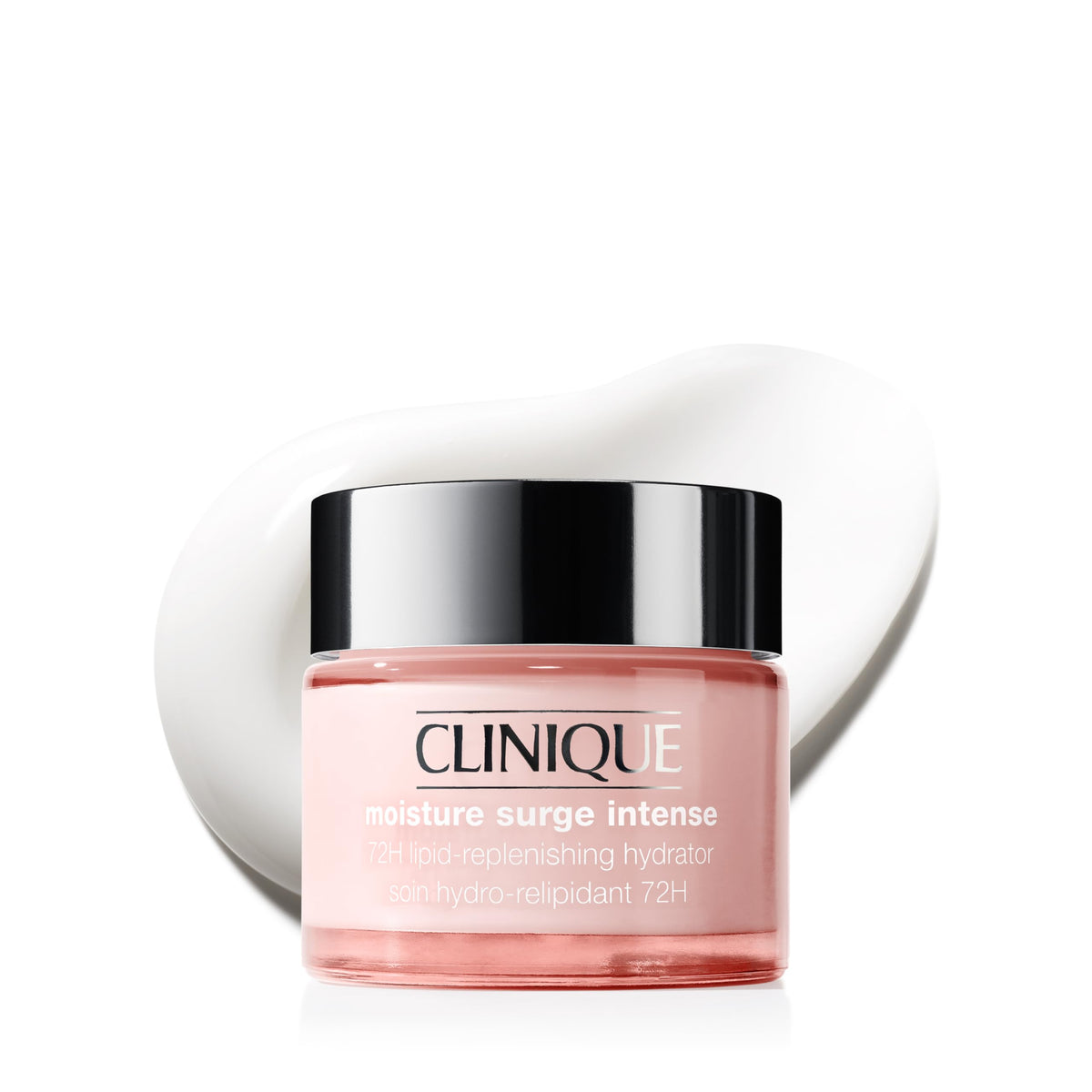 Clinique Moisture Surge front jar showing product and brand, highlights rich hydration