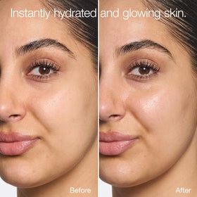 Clinique moisture surge intense skin before and after image showing improved softness and plumpness