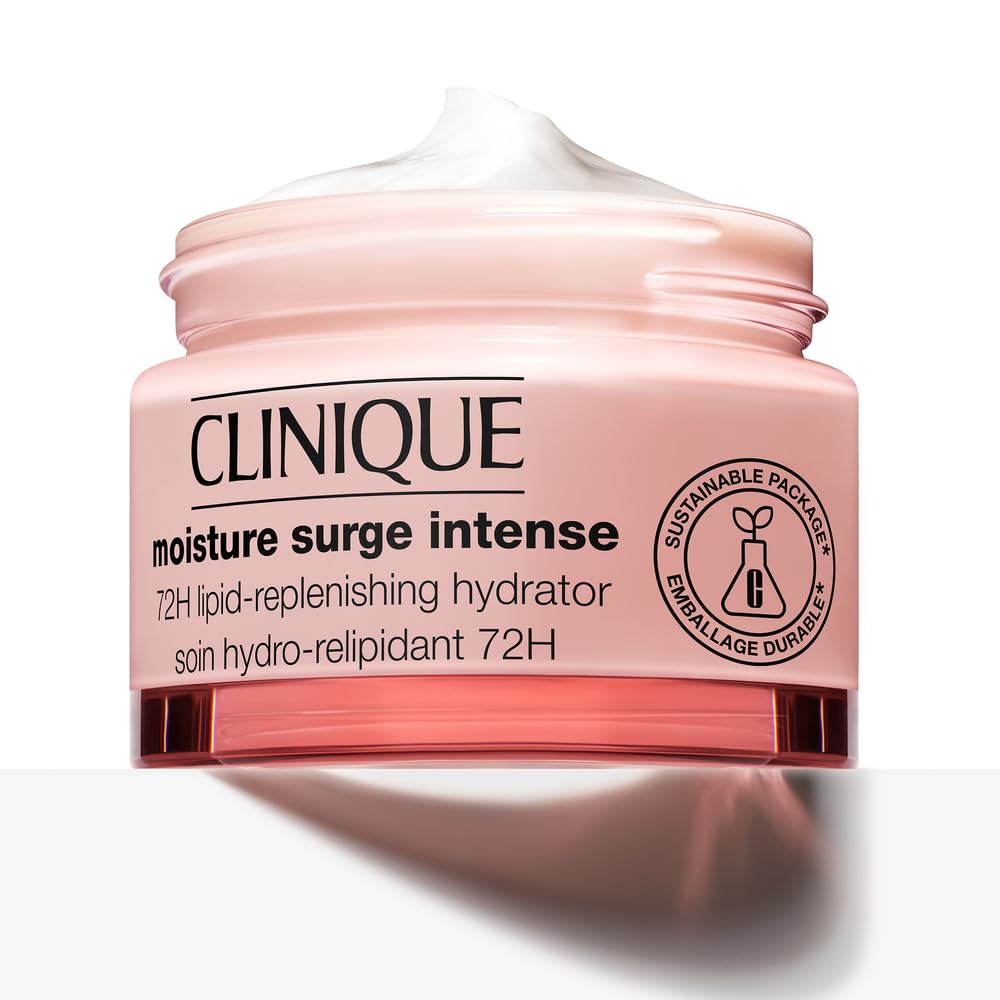 Clinique Moisture Surge next to a standard item showing 4.2 fl oz size clarity