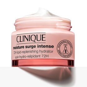 Clinique Moisture Surge next to a standard item showing 4.2 fl oz size clarity