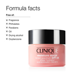 Clinique moisturizer next to common items to show one‑ounce scale