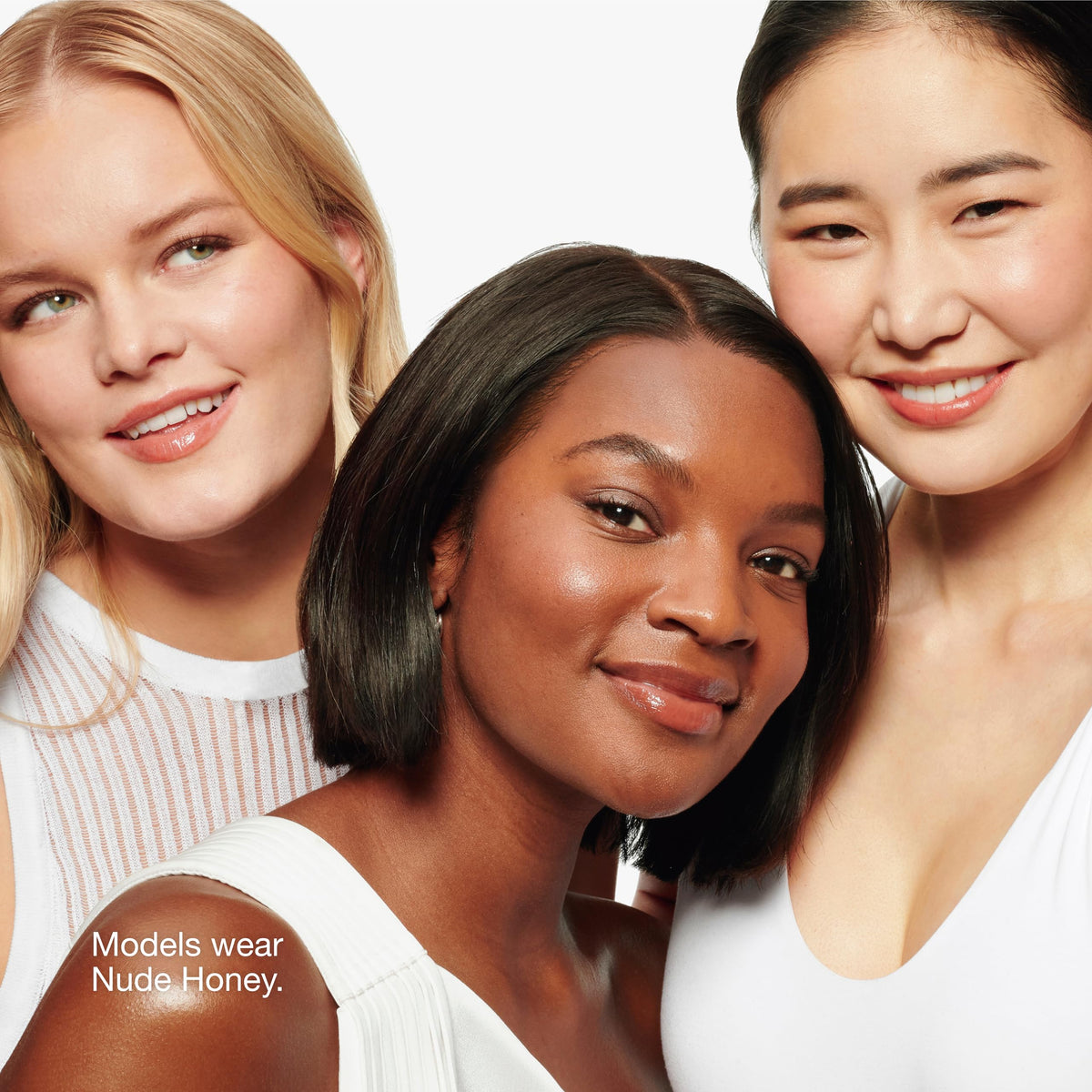 Clinique arm swatches of Nude Honey shades showing buildable color range and finish