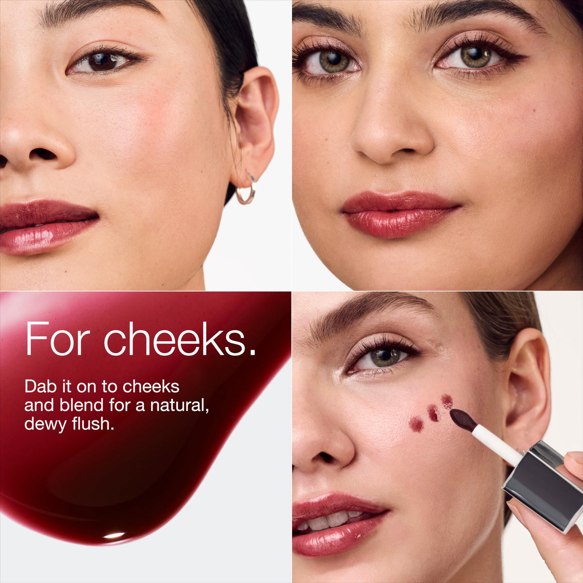 Clinique Pop oil texture swipe on arm highlighting glossy finish and blendability benefit