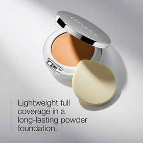 Clinique powder close-up texture revealing fine-milled finish for smooth coverage