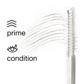 Clinique primer on eyelashes during application showing improved mascara hold benefit