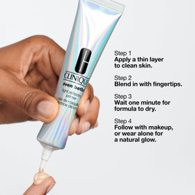 Clinique close-up primer texture highlighting lightweight radiance benefits