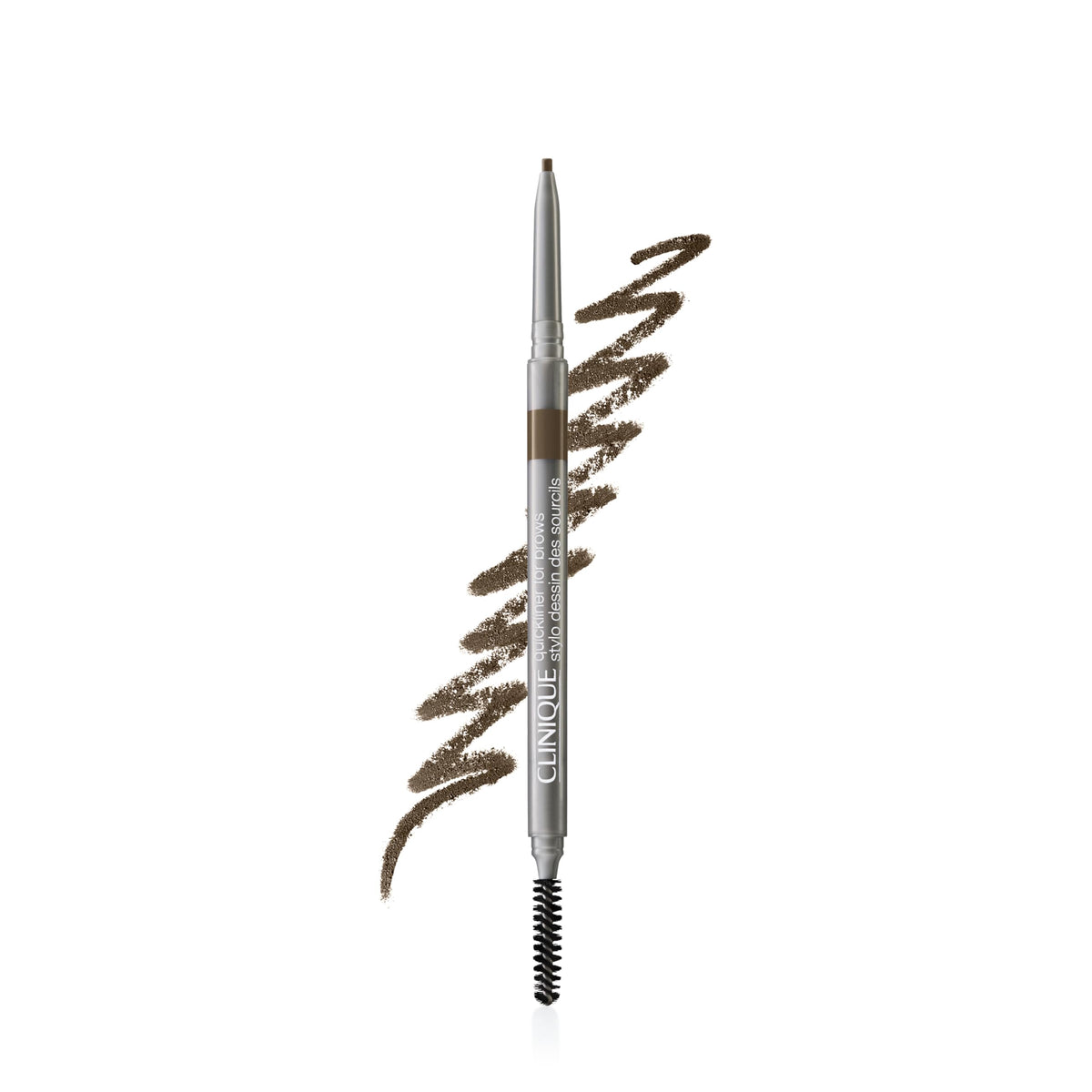 Clinique Quickliner front packaging showing compact pencil and shade Soft Brown benefit: easy identification