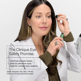 Clinique Quickliner Roast Coffee being applied at mirror for refined eye definition benefit