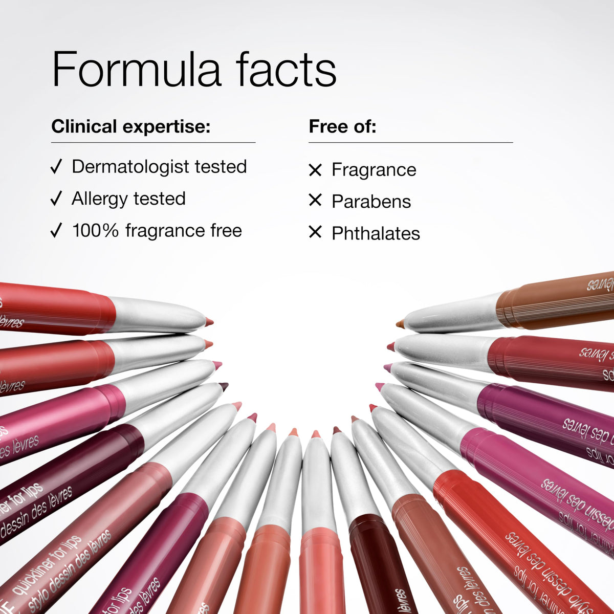 Clinique Quickliner beside ruler showing compact size and travel benefit