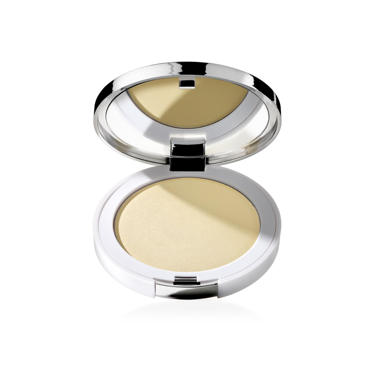 Clinique compact front view showing sleek packaging and portability for on-the-go touch-ups