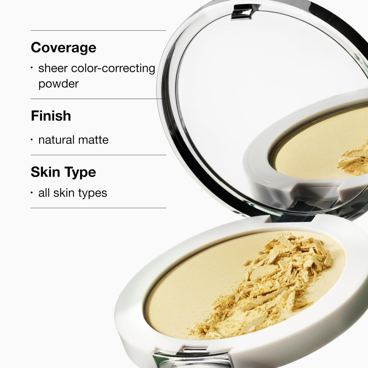 Clinique compact opened with sponge applicator demonstrating easy targeted application