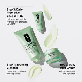 Clinique Daily Relief Cream texture close-up showing hydrating, calming finish