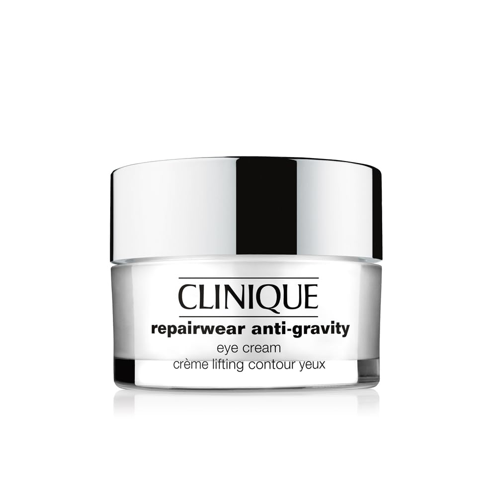 Clinique Repairwear Anti-Gravity Eye Cream front jar showing label and size for convenience