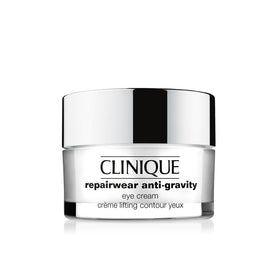 Clinique Repairwear Anti-Gravity Eye Cream front jar showing label and size for convenience