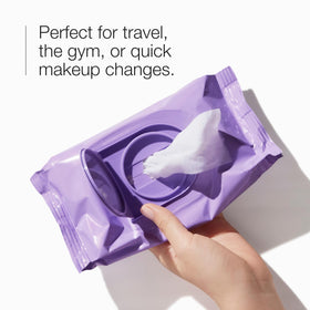 Clinique resealable pouch open with visible wipes highlighting moisture retention