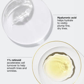 Clinique product with hyaluronic acid graphic emphasizing visible hydration boost