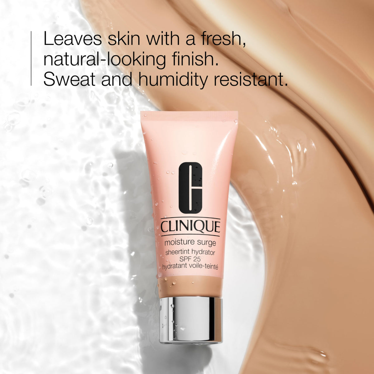 Clinique texture close-up revealing lightweight, dewy formula for hydration