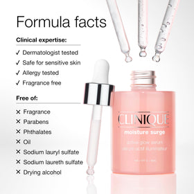 Clinique bottle beside common items showing 1.7 fl oz scale and portability