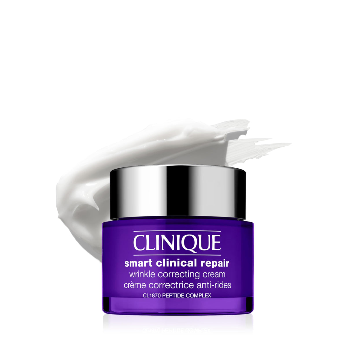 Clinique front jar showing product and brand benefit of smoothing skin