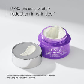 Clinique Smart Clinical Repair cream texture close-up demonstrating lightweight, hydrating finish