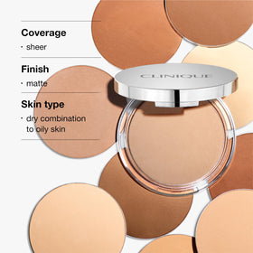 Clinique compact held in hand demonstrating portable size and quick touch-ups