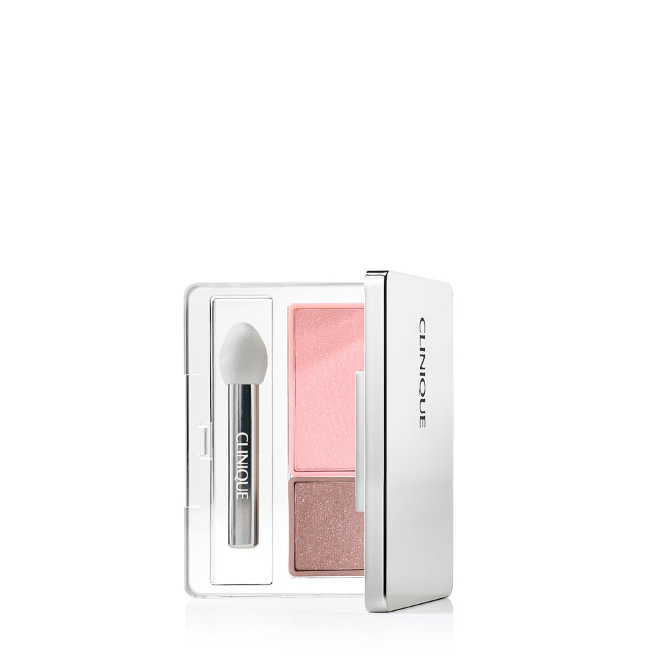 Clinique compact front view showing sleek packaging and brand recognition, easy storage