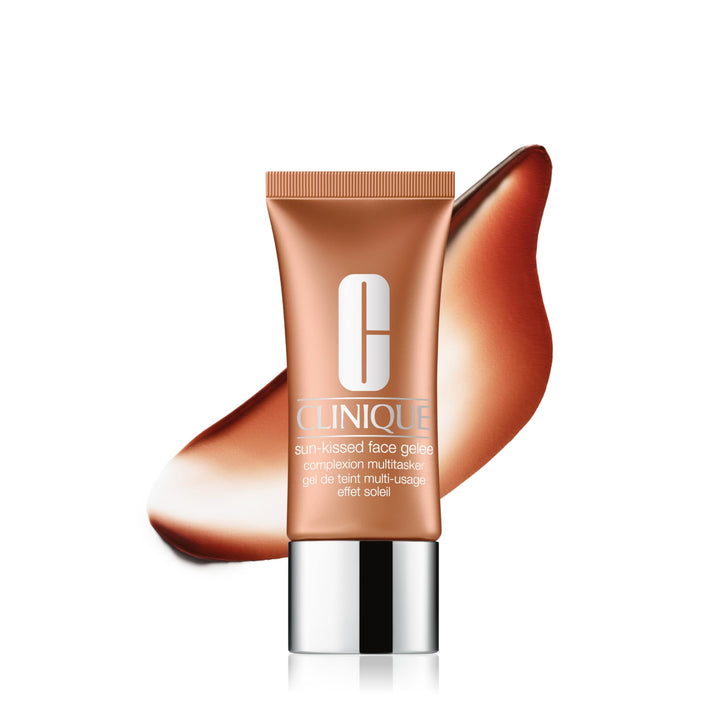 Clinique front packaging showing sleek bottle and warm bronzer benefit