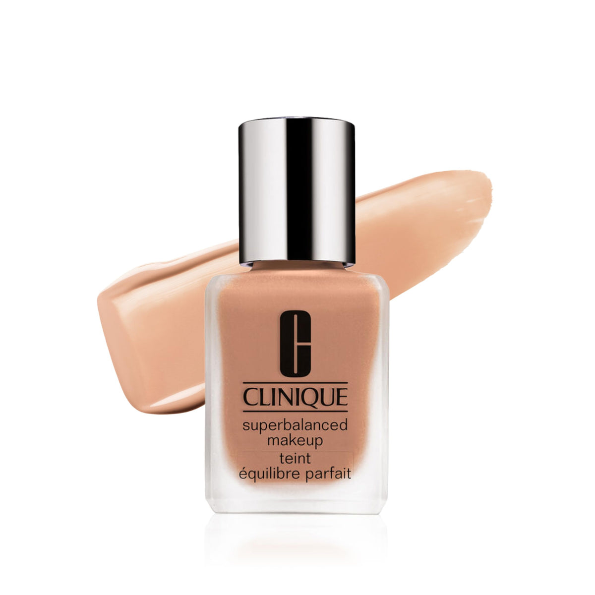 Clinique front packaging showing bottle and label, clear product benefit