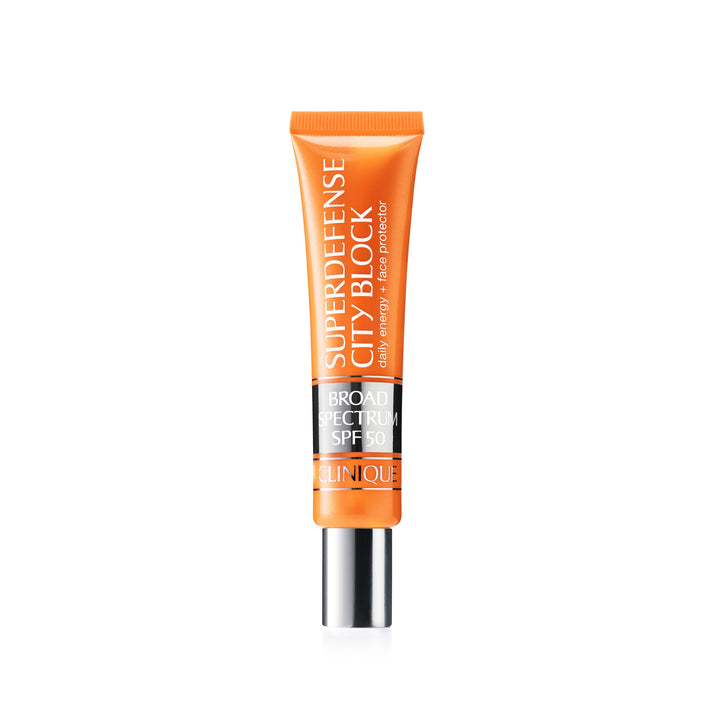 Clinique Superdefense front packaging showing SPF 50 protection and compact size