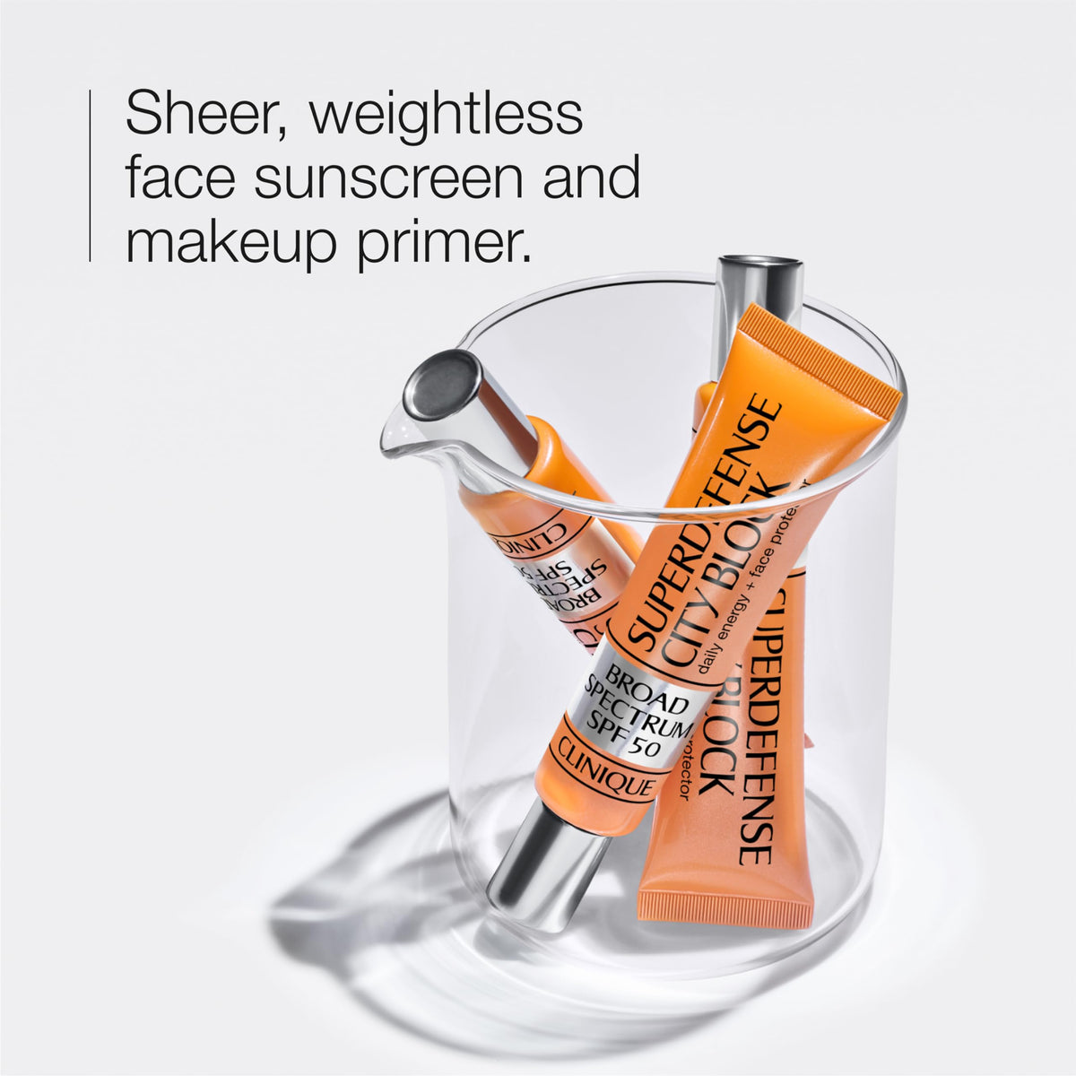 Clinique Superdefense texture close-up revealing lightweight sheer tint for smooth application
