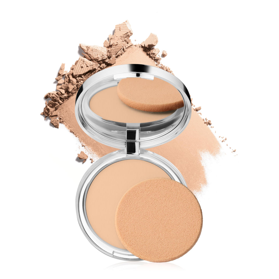 Clinique Superpowder compact front view showing Beige shade and portable finish