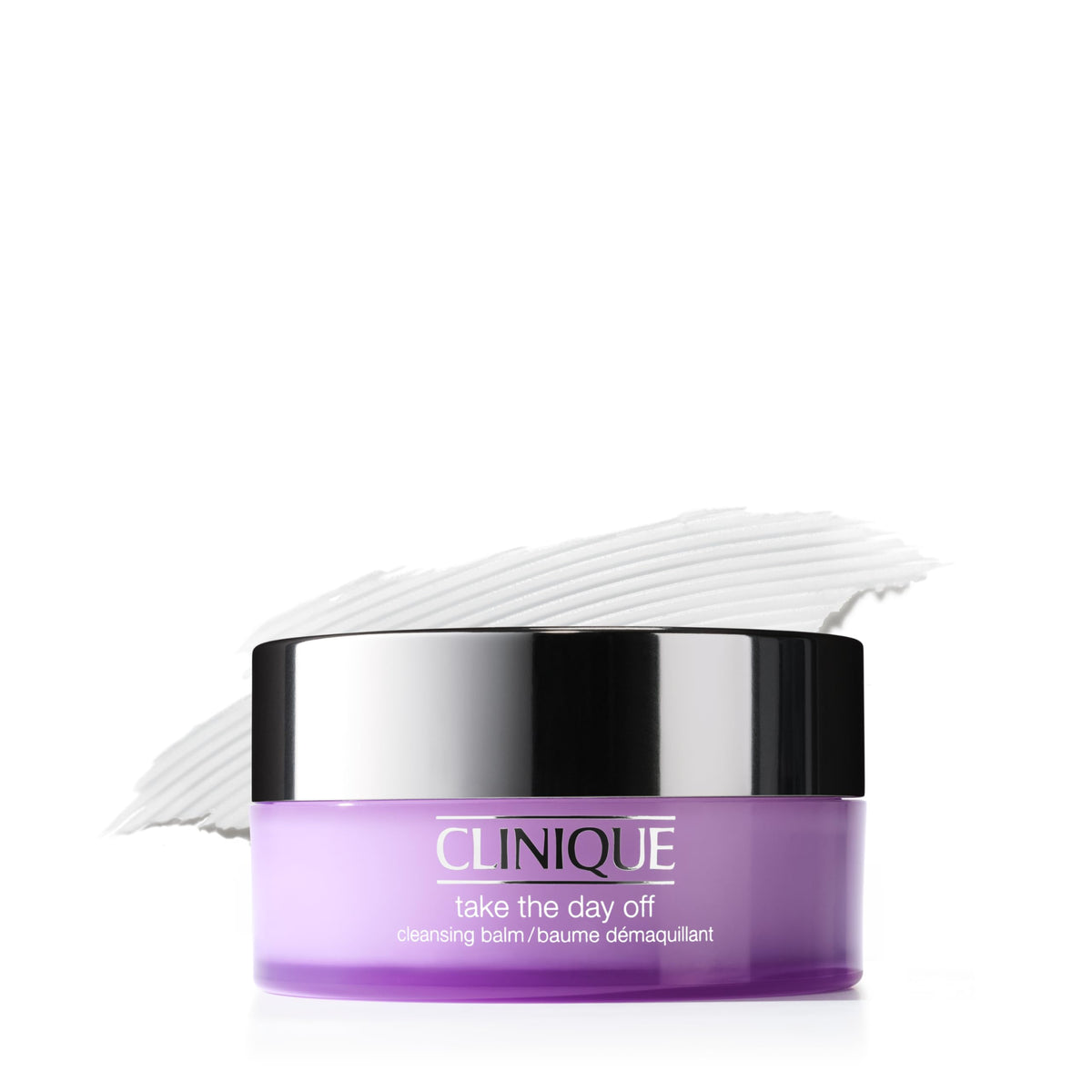 Clinique jar front view showing product and clean design for effective makeup removal