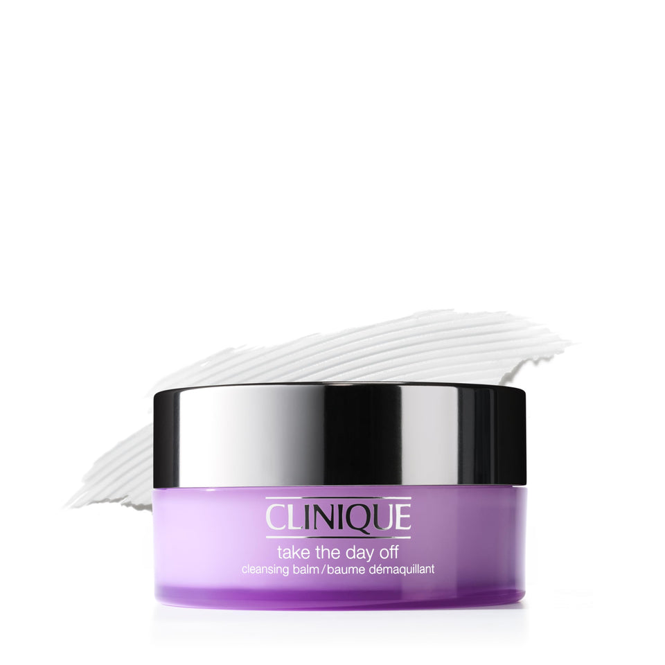 Clinique jar front view showing product and clean design for effective makeup removal