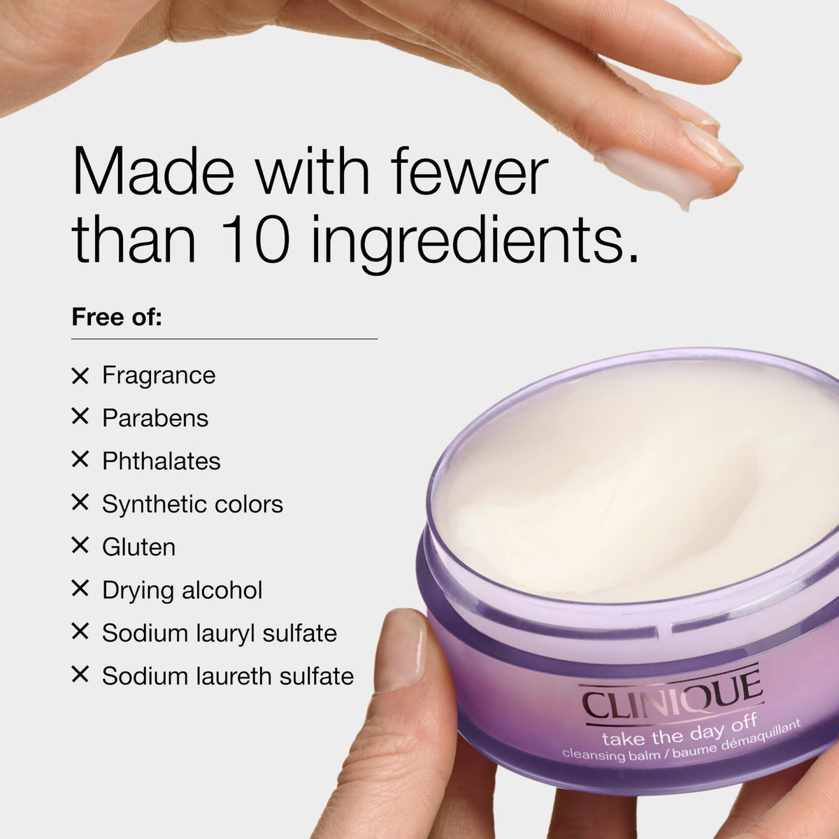 Clinique label close-up highlighting fragrance-free, dermatologist-tested benefits