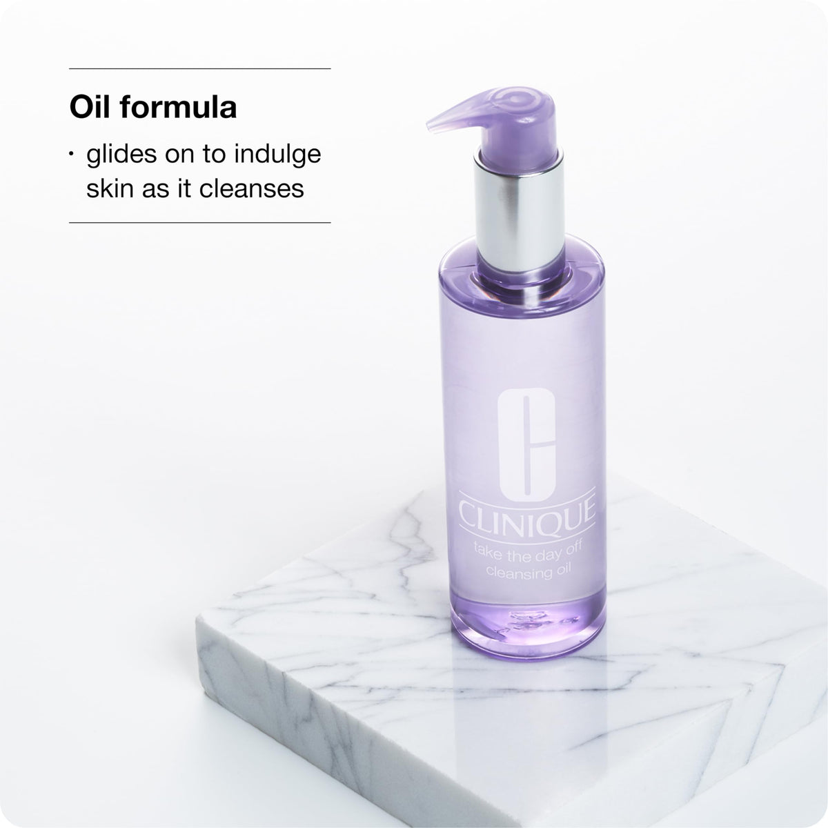 Clinique oil texture close-up demonstrating smooth, lightweight formula that dissolves makeup
