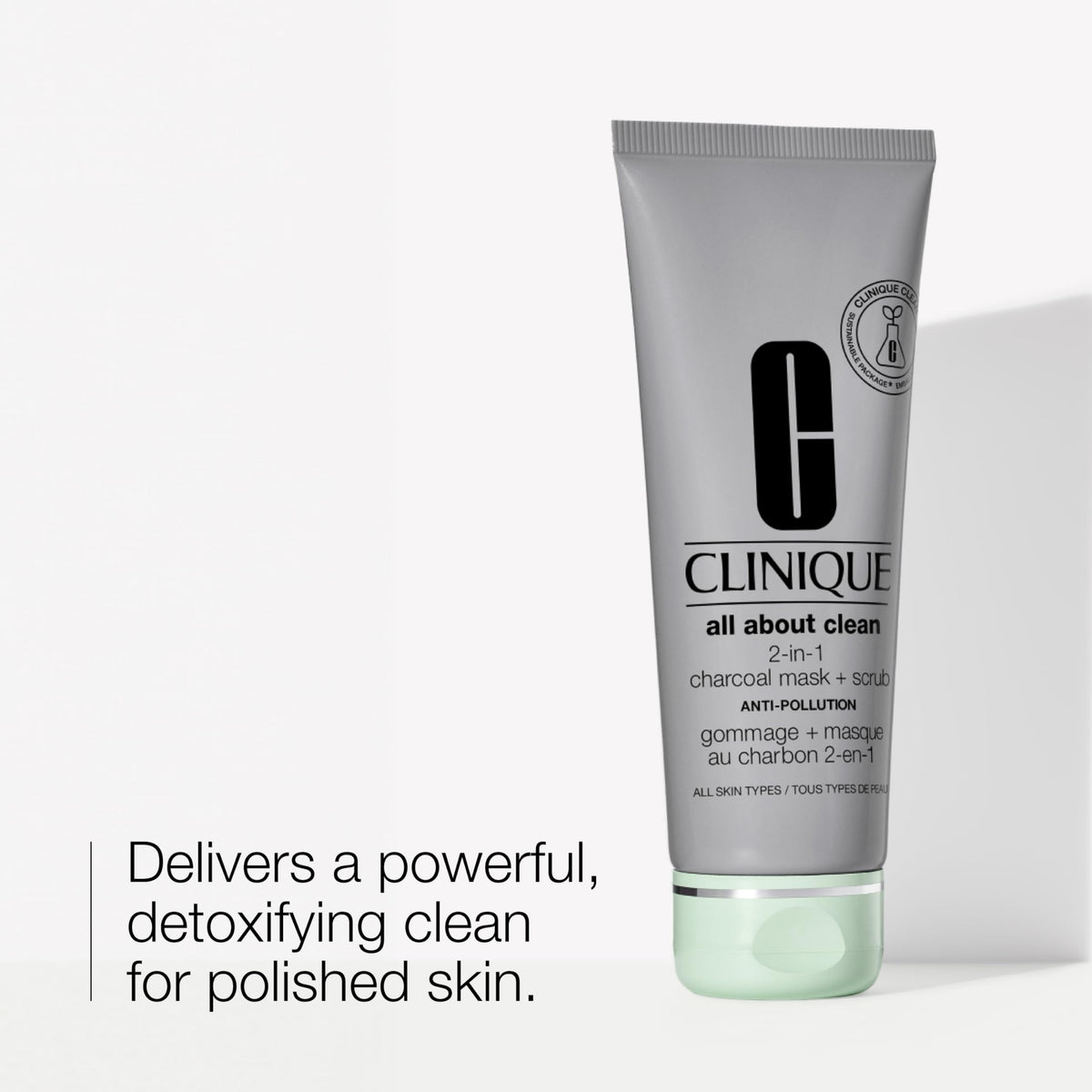 Clinique texture close-up revealing charcoal particles for detox
