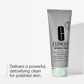 Clinique texture close-up revealing charcoal particles for detox